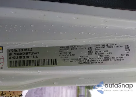 2023 Jeep Wrangler 4-Door Sport Rhd 4X4 z USA, uszkodzony, nr VIN 1C4HJXKN6PW505727